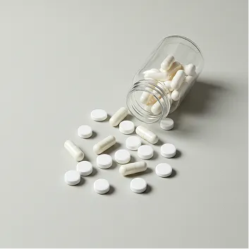 薬が瓶から出て横に倒れている