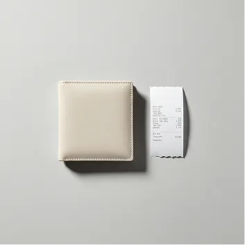 財布とレシートが並んでいる