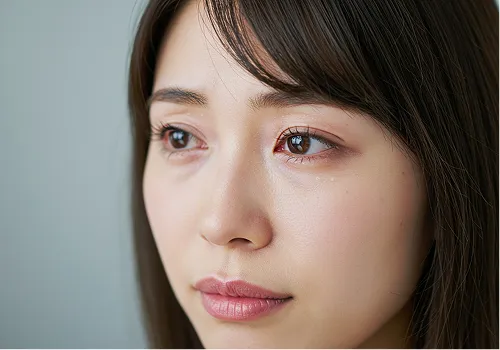 ドライアイの女性がアップで写っている様子