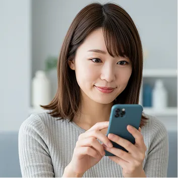 女性がスマートフォンを触っている様子