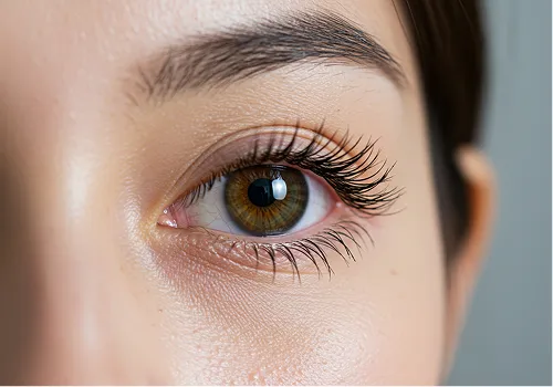 まつ毛が長い女性の目のアップ